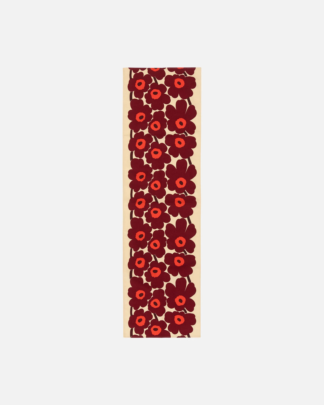 Unikko Cotton-Linen Table Runner | 17" x 59" | Sand, Cranberry