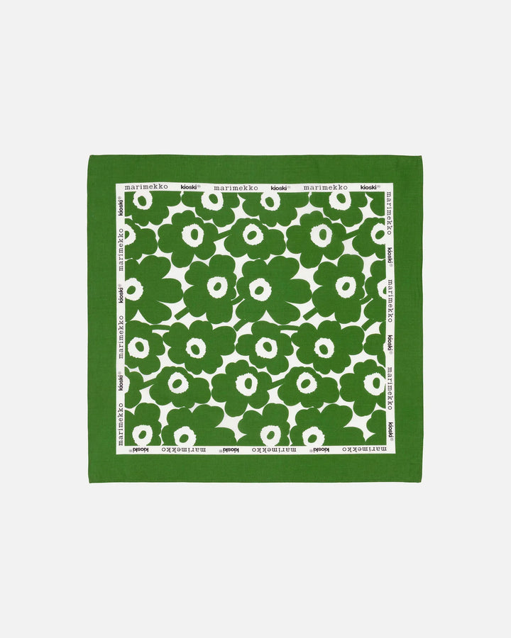 Astrilli Unikko Cotton Scarf, Green/White  21x21"