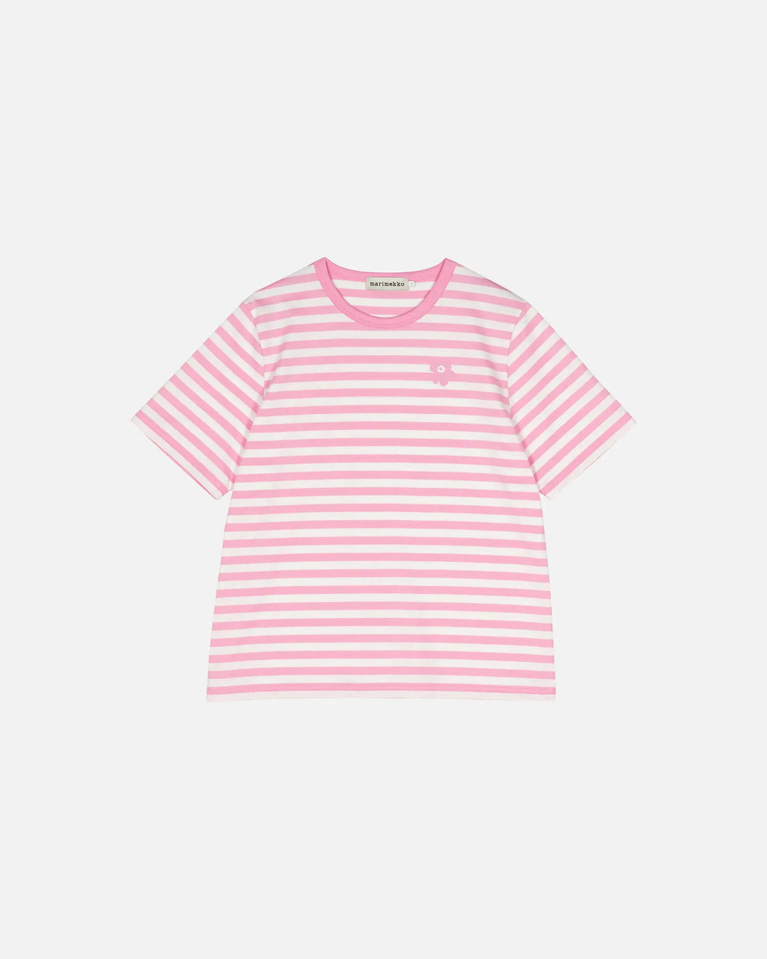 Tasaraita Relaxed Short Sleeve T-Shirt, Pink/White