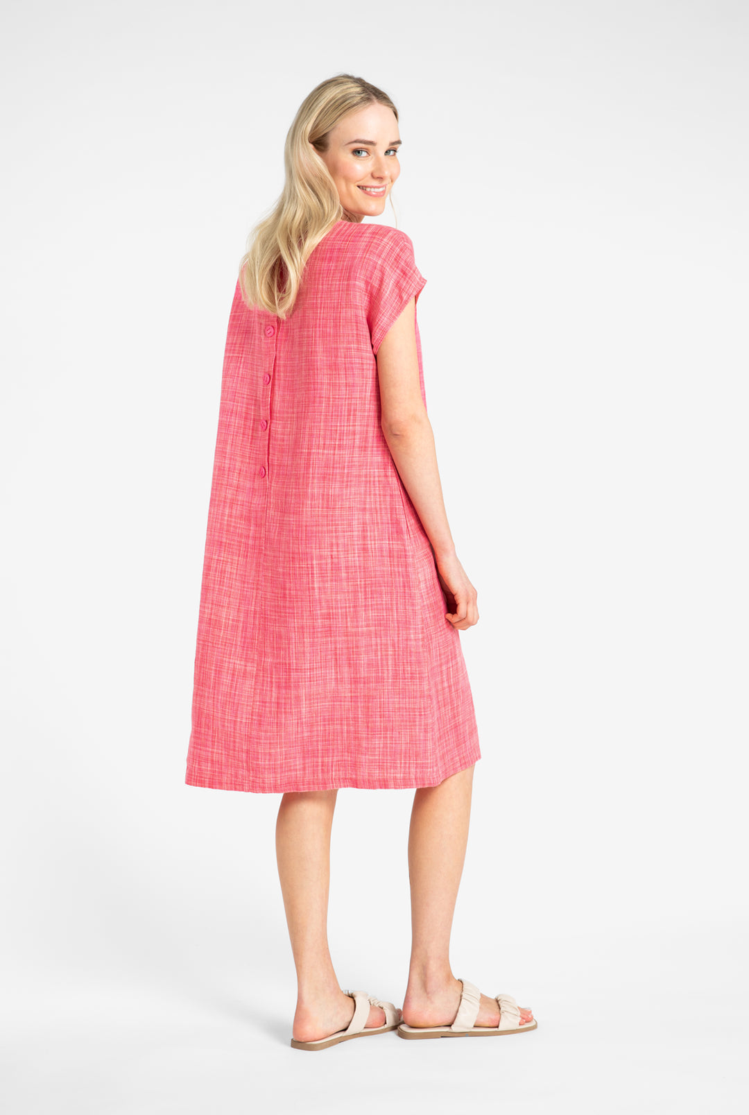 Kuusama Beck Linen  Dress, Pink Melange. L, XL
