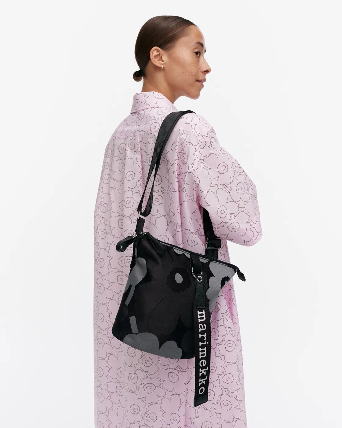 Marimekko Carry All Shoulder Bag | Black, Grey Unikko - pirkko.