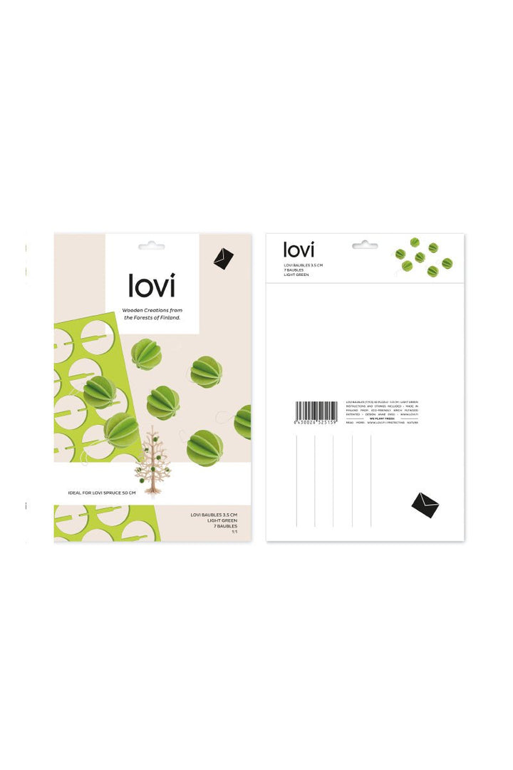 Lovi Baubles 3.5 cm, Light Green - pirkko. LOVI