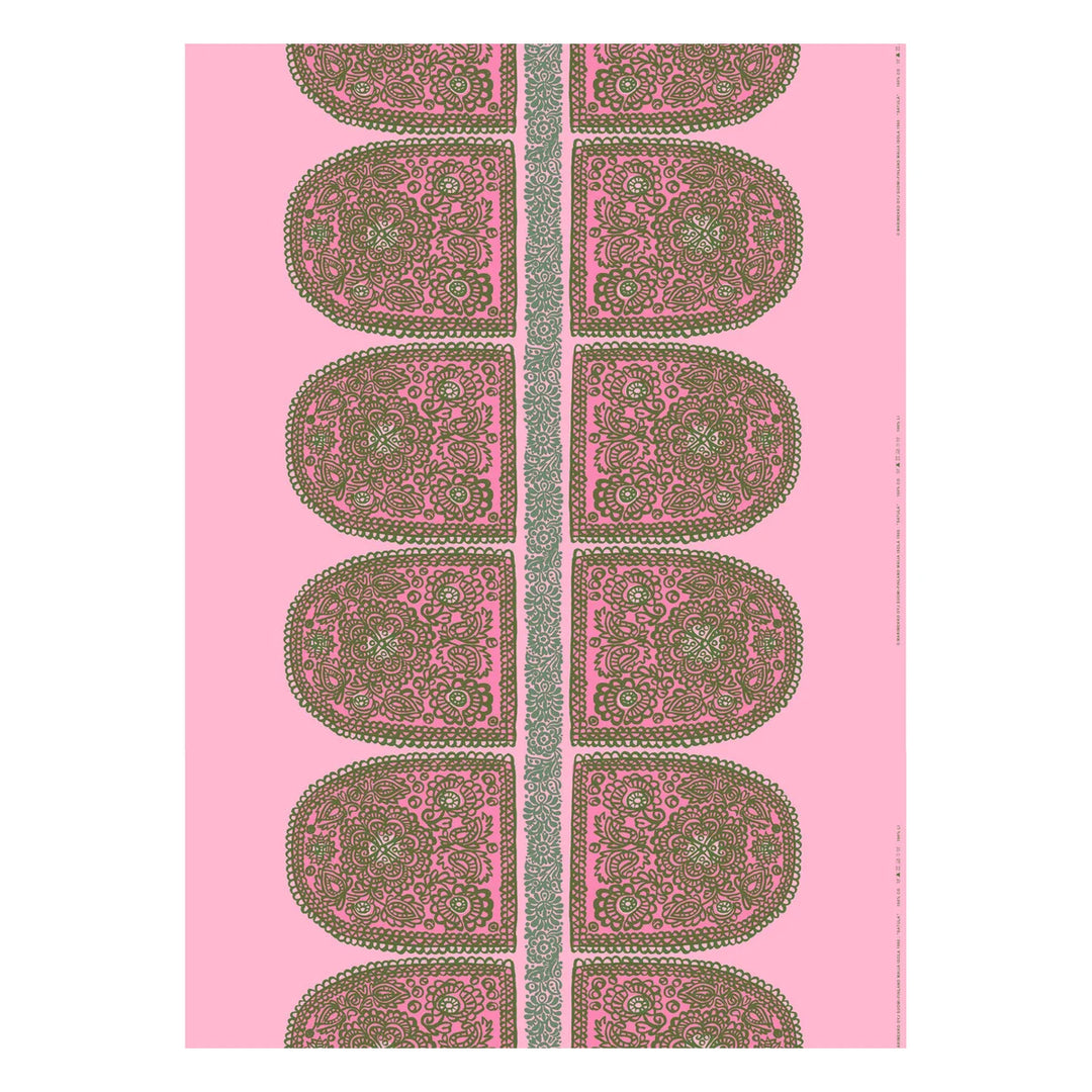 Satula Cotton Fabric , Pink/ Green, 1 yd