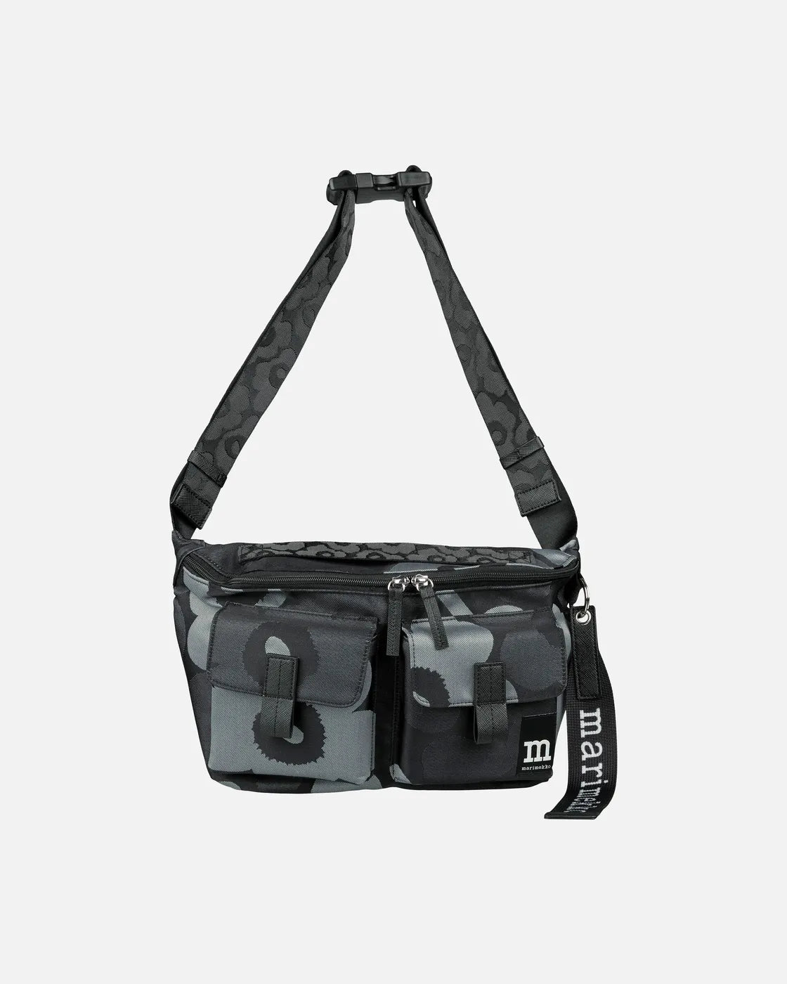 Marimekko Sling Shoulder Bag | Black, Grey Unikko - pirkko.
