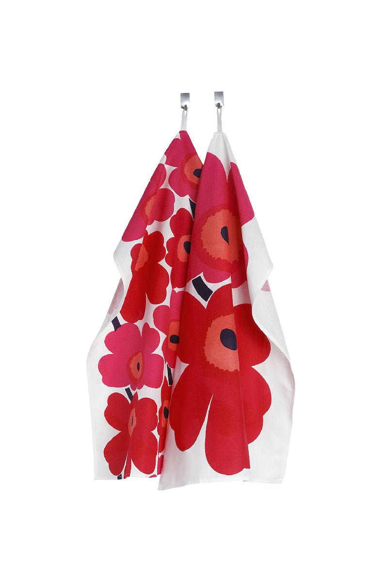 Unikko Tea Towel, Red/White - Set of 2 - pirkko. Marimekko
