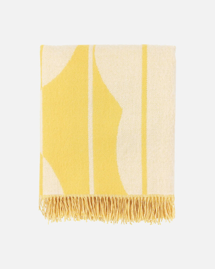 Vesi  Wool Throw, Bright Yellow/White