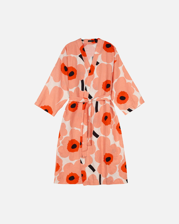Unikko Cotton-Linen Bathrobe | Off White, Coral, Charcoal