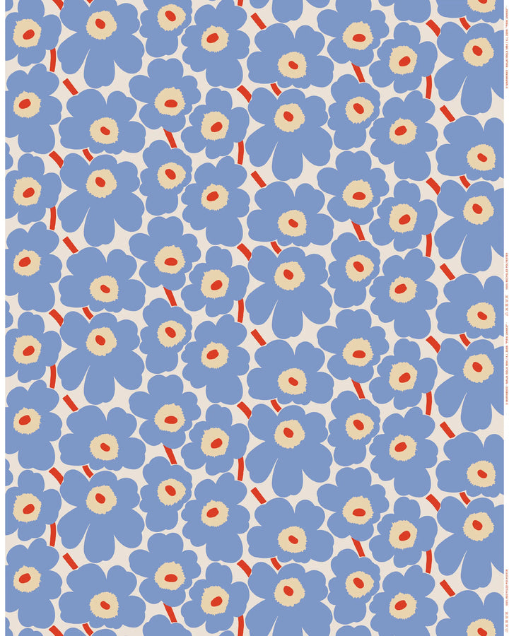 Pieni Unikko Outdoor Fabric | Off White, Light Blue, Red | 1 yd