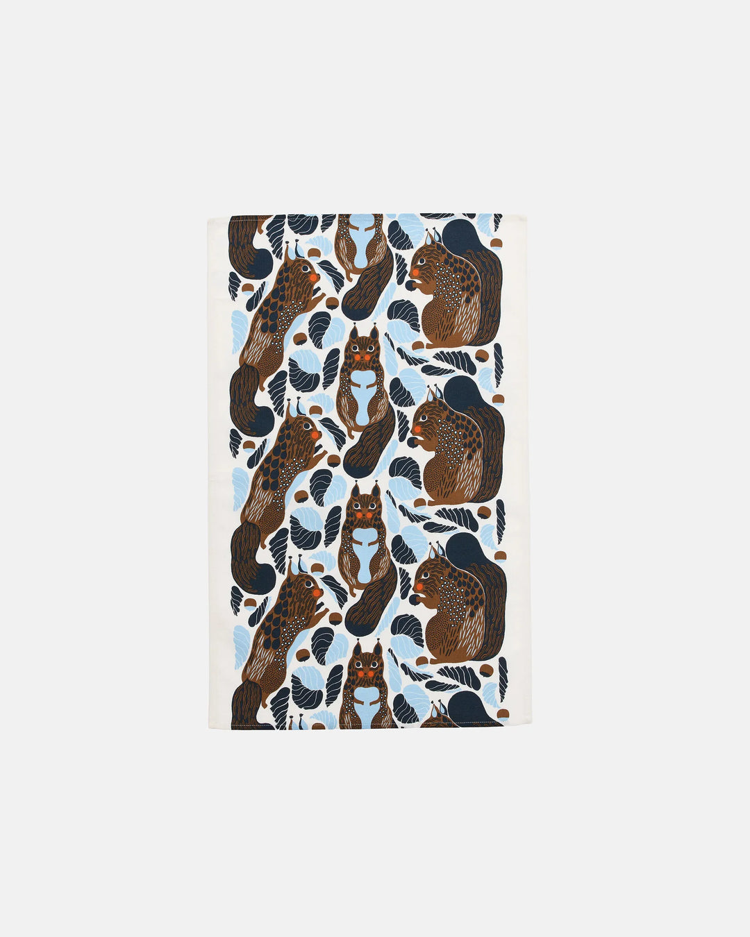 Kurre Cotton-Linen Tea Towel | White, Blue, Brown Multi