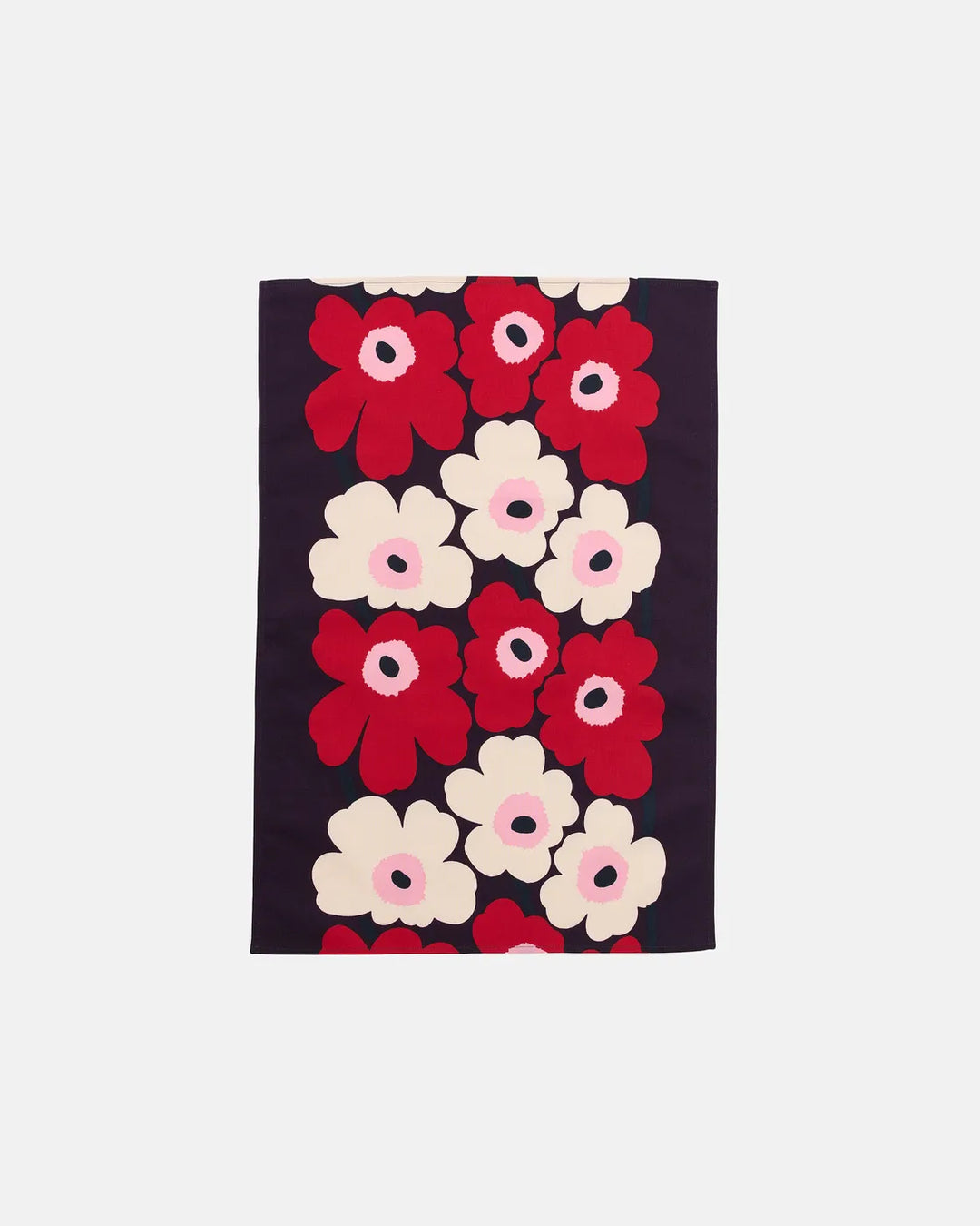 Unikko Cotton-Linen Tea Towel | Plum, Cranberry Multi