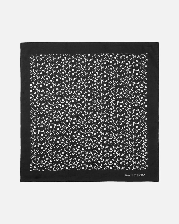 Astrilli Pikkuinen Unikko Cotton Scarf | Black, Beige | 22" x 22"