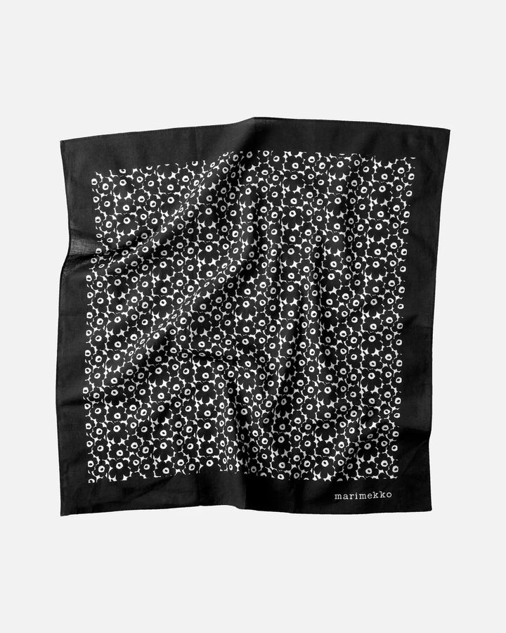 Astrilli Pikkuinen Unikko Cotton Scarf | Black, Beige | 22" x 22"