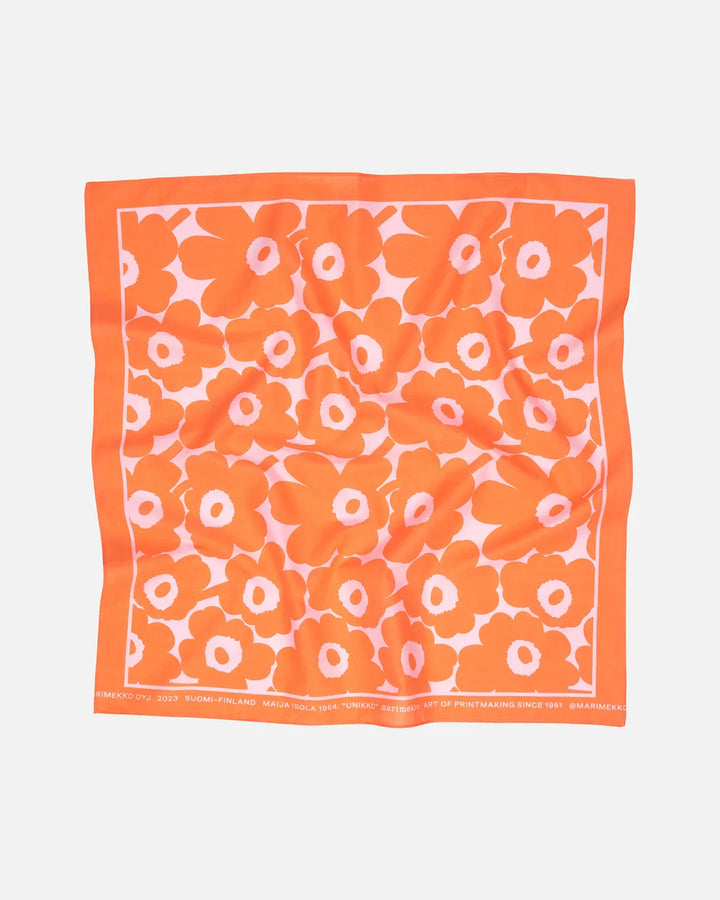 Astrilli Unikko Cotton Scarf, Orange/ Pink 21x21"