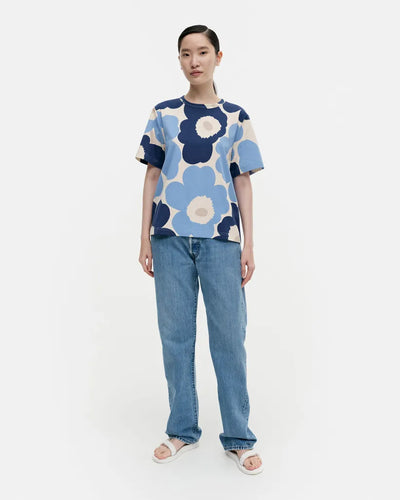 Erna Unikko Cotton T-Shirt, Dk. Blue/Lt. Blue/ Off White