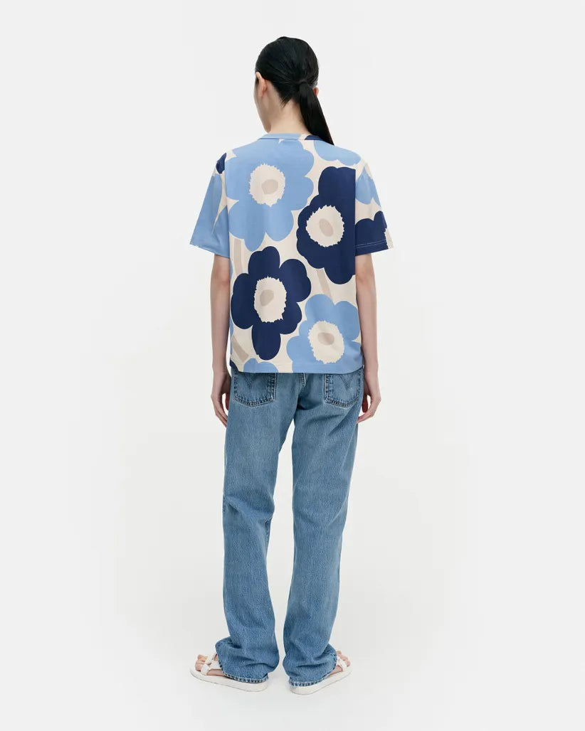 Erna Unikko Cotton T-Shirt, Dk. Blue/Lt. Blue/ Off White