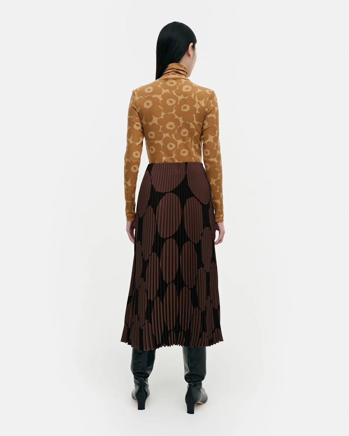 Kyllikki Kivet Pleated Skirt, Brown/Dk. Brown