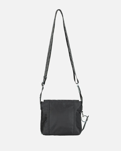 Mini Messenger Shoulder Bag, Solid Black w/Unikko Strap