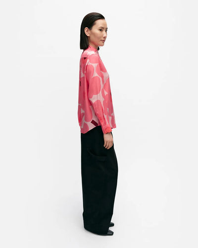 Maija Unikko Stretch Silk Shirt, Pink/Coral
