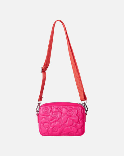 Soft Gratha Embossed Unikko Leather Shoulder Bag, Pink/Orange