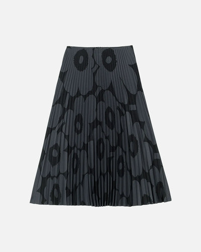 Kyllikki Unikko Pleated Skirt, Black/Dark Grey