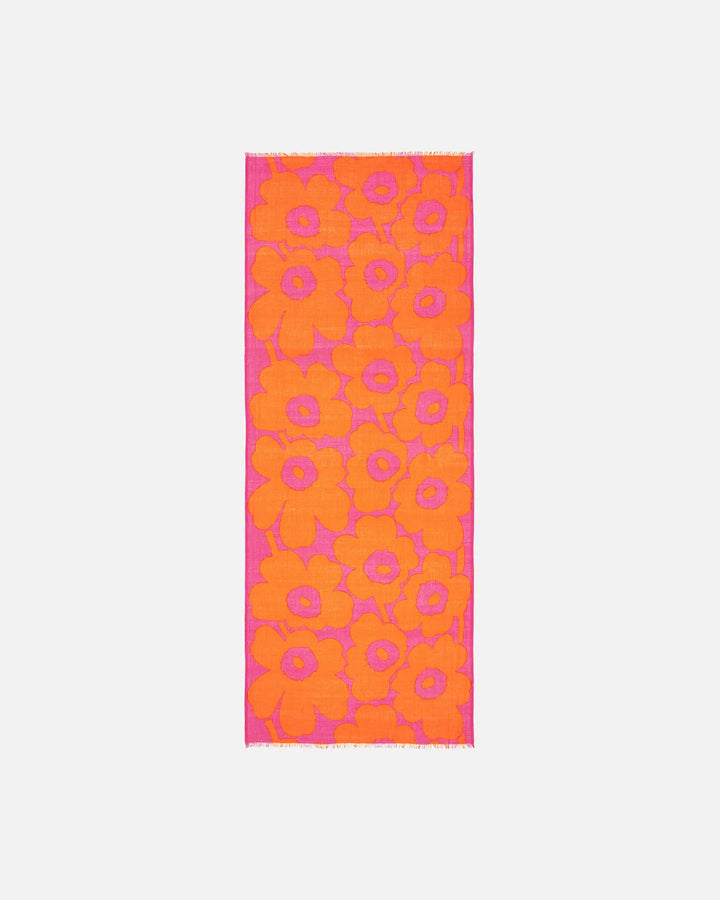 Fiore Unikko Scarf,  Orange/ Pink  28"x72"