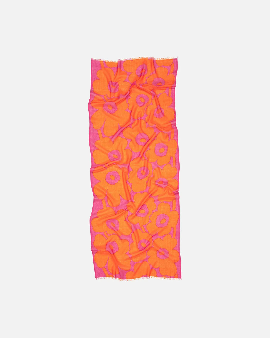 Fiore Unikko Scarf,  Orange/ Pink  28"x72"
