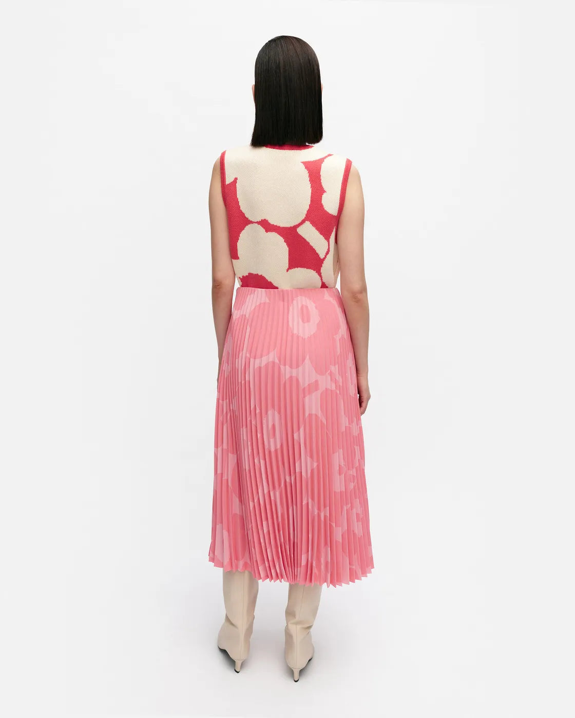Myy Unikko Pleated Skirt, Pink/Coral