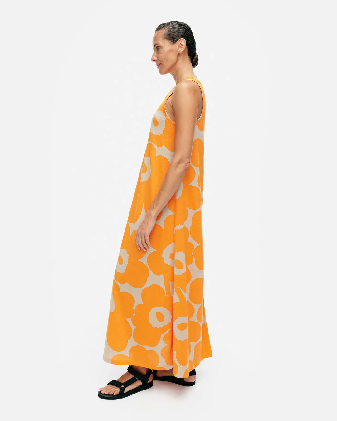 Liplatus Unikko  Sleeveless Maxi Dress, Tangerine/Beige