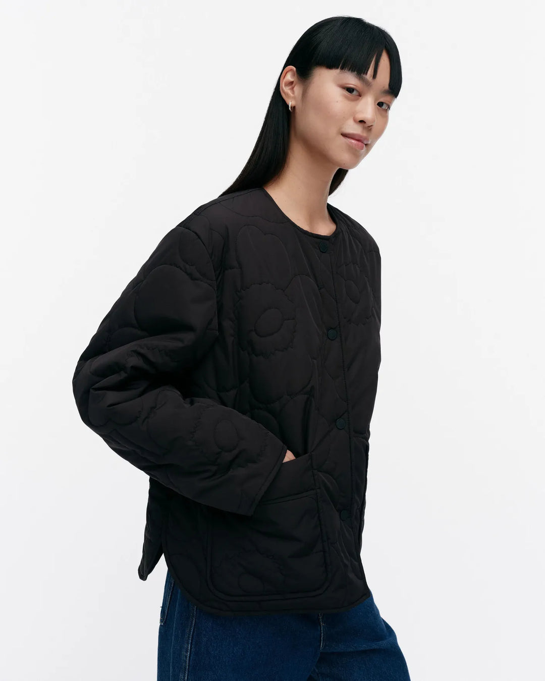 Kapseli Piirto Unikko Lightweight Quilted Jacket | Black