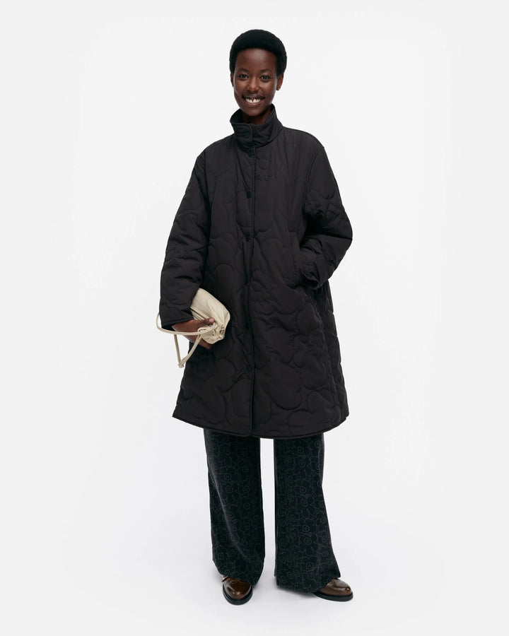 Keramika Piirto Unikko Lightweight Quilted Coat | Black