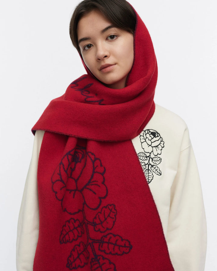 Sävellys Vihkiruusu Wool Scarf | Red, Purple | 16" x 79"