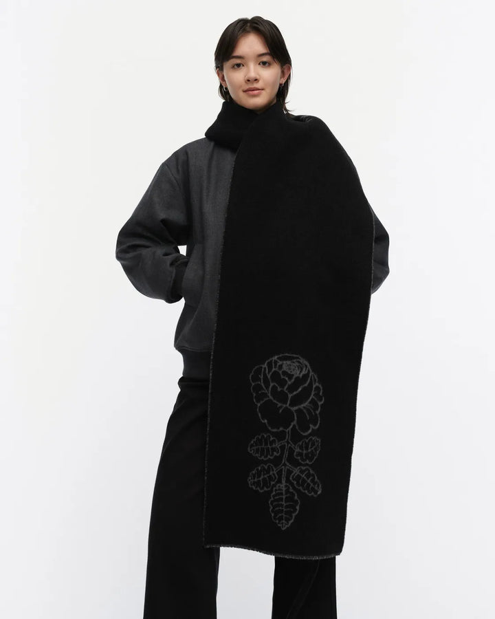 Sävellys Vihkiruusu Wool Scarf | Black, Grey | 16" x 79"
