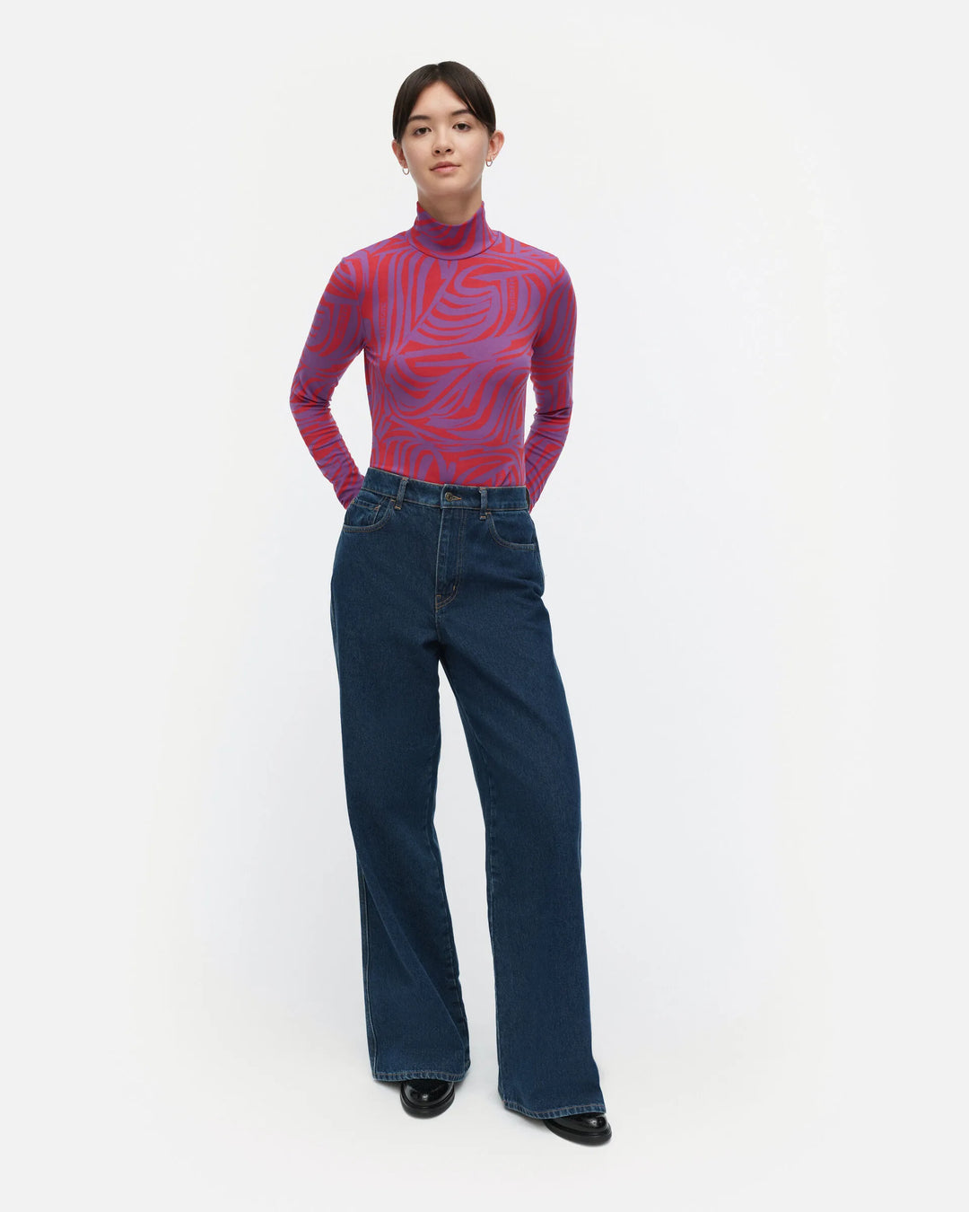 Jäkälä Jokuraita Jersey Turtleneck | Red, Purple