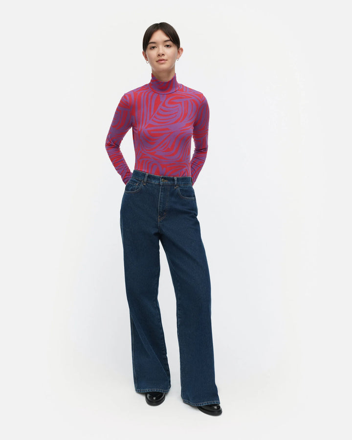 Jäkälä Jokuraita Jersey Turtleneck | Red, Purple