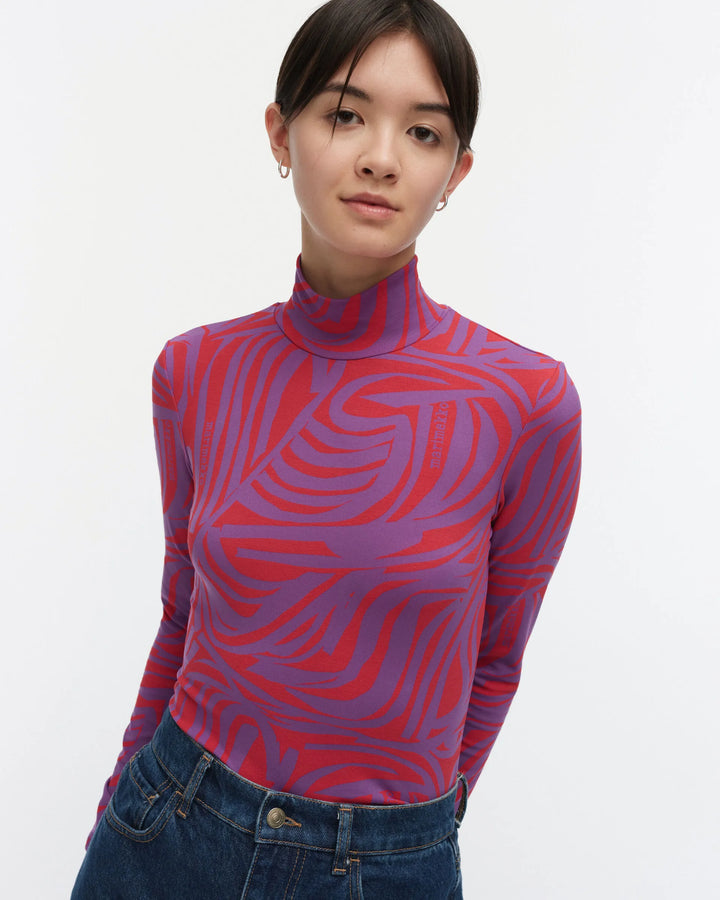 Jäkälä Jokuraita Jersey Turtleneck | Red, Purple