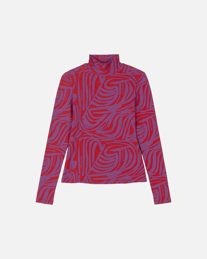 Jäkälä Jokuraita Jersey Turtleneck | Red, Purple