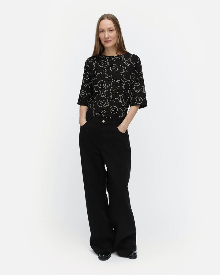 Kollaasi Piirto Unikko Short Sleeve Top | Black ,White