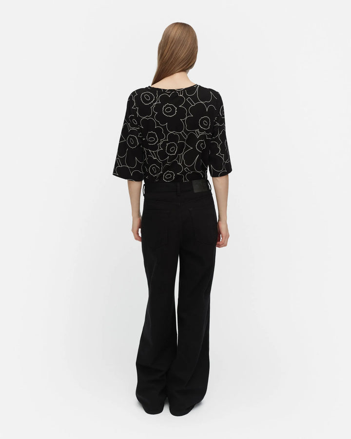 Kollaasi Piirto Unikko Short Sleeve Top | Black ,White