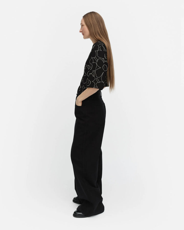 Kollaasi Piirto Unikko Short Sleeve Top | Black ,White