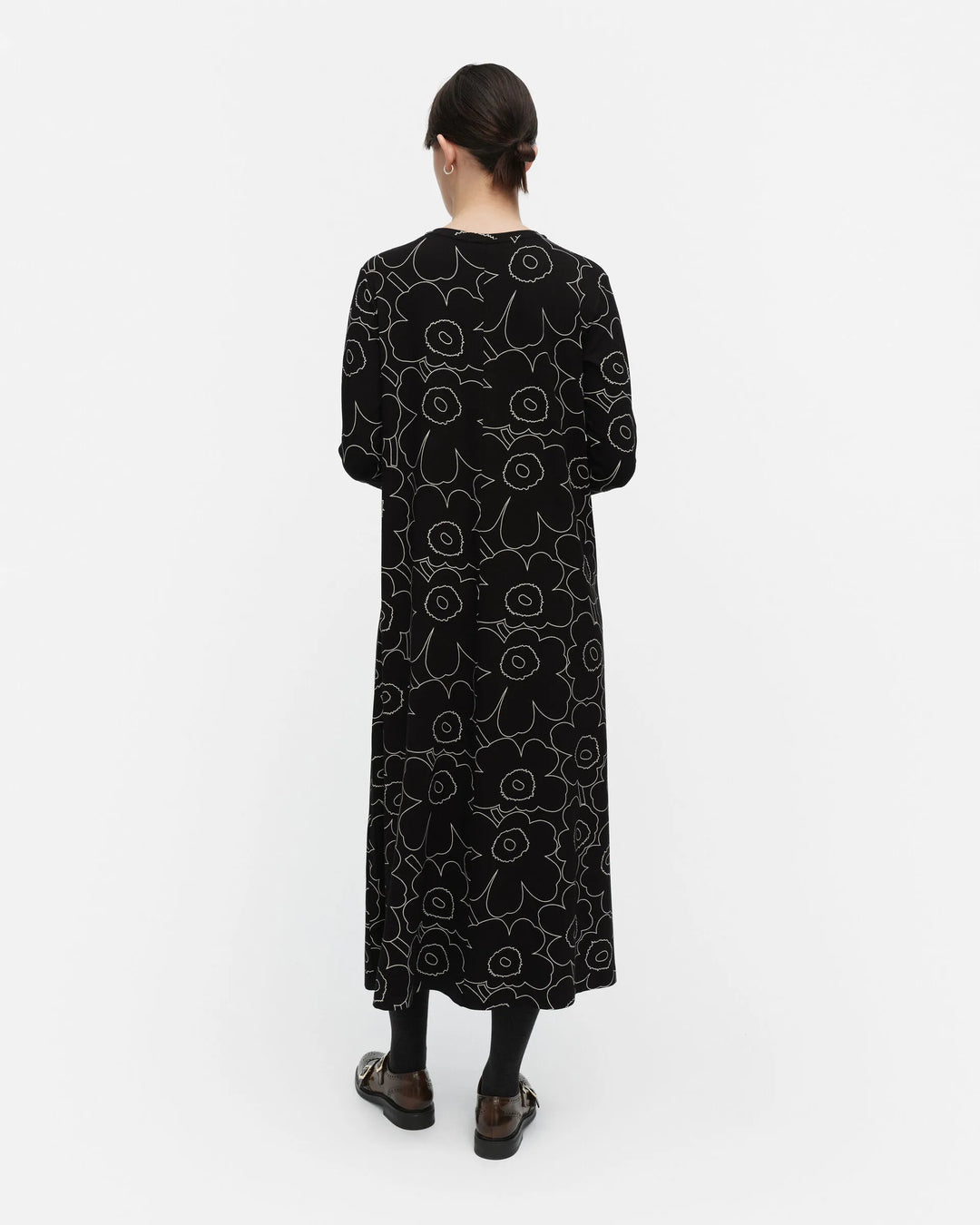 Kolmin Piirto Unikko Long Sleeve Midi Dress| Black ,White