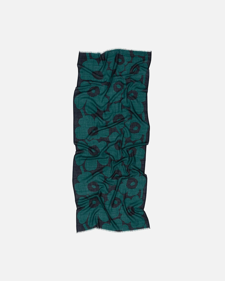 Fiore Unikko Wool Scarf | Green/ Black | 28" x 72"