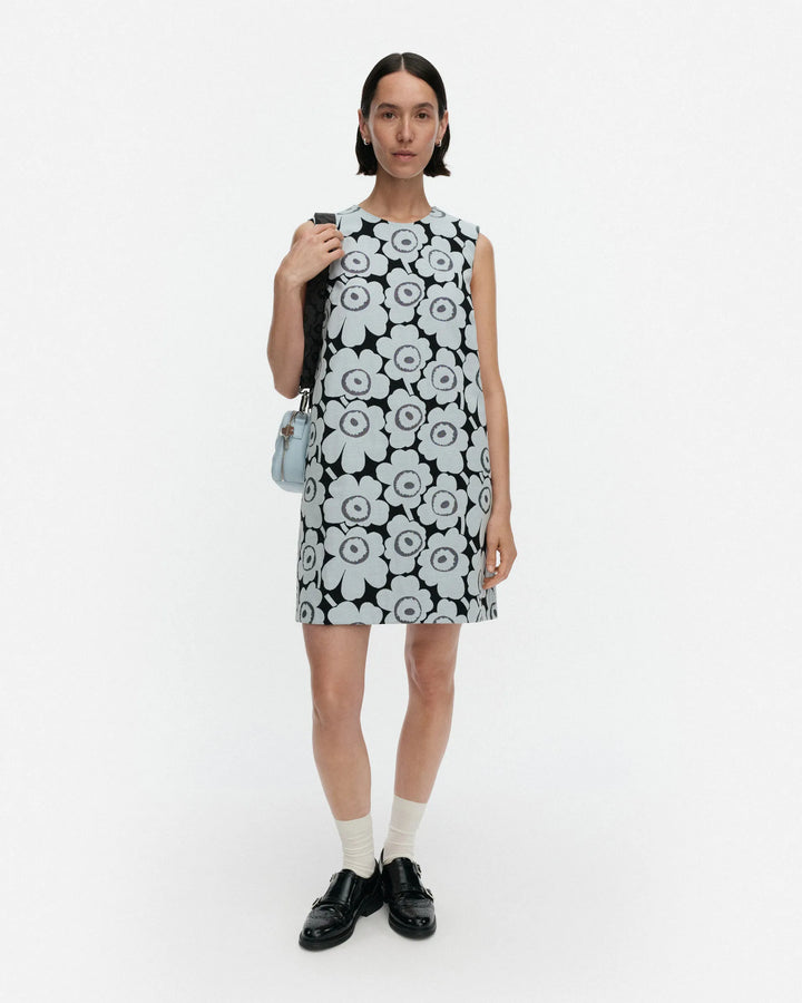 Hahmo Unikko Jacquard Sleeveless Dress | Black, Light Blue