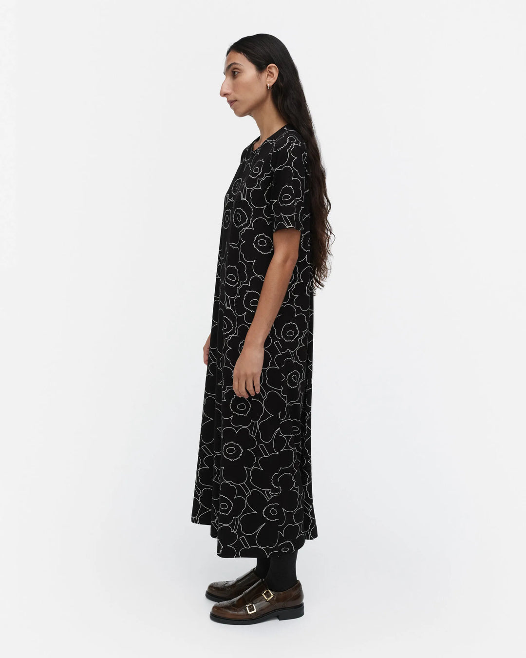 Kokemus Piirto Unikko Short Sleeve Midi Dress| Black ,White