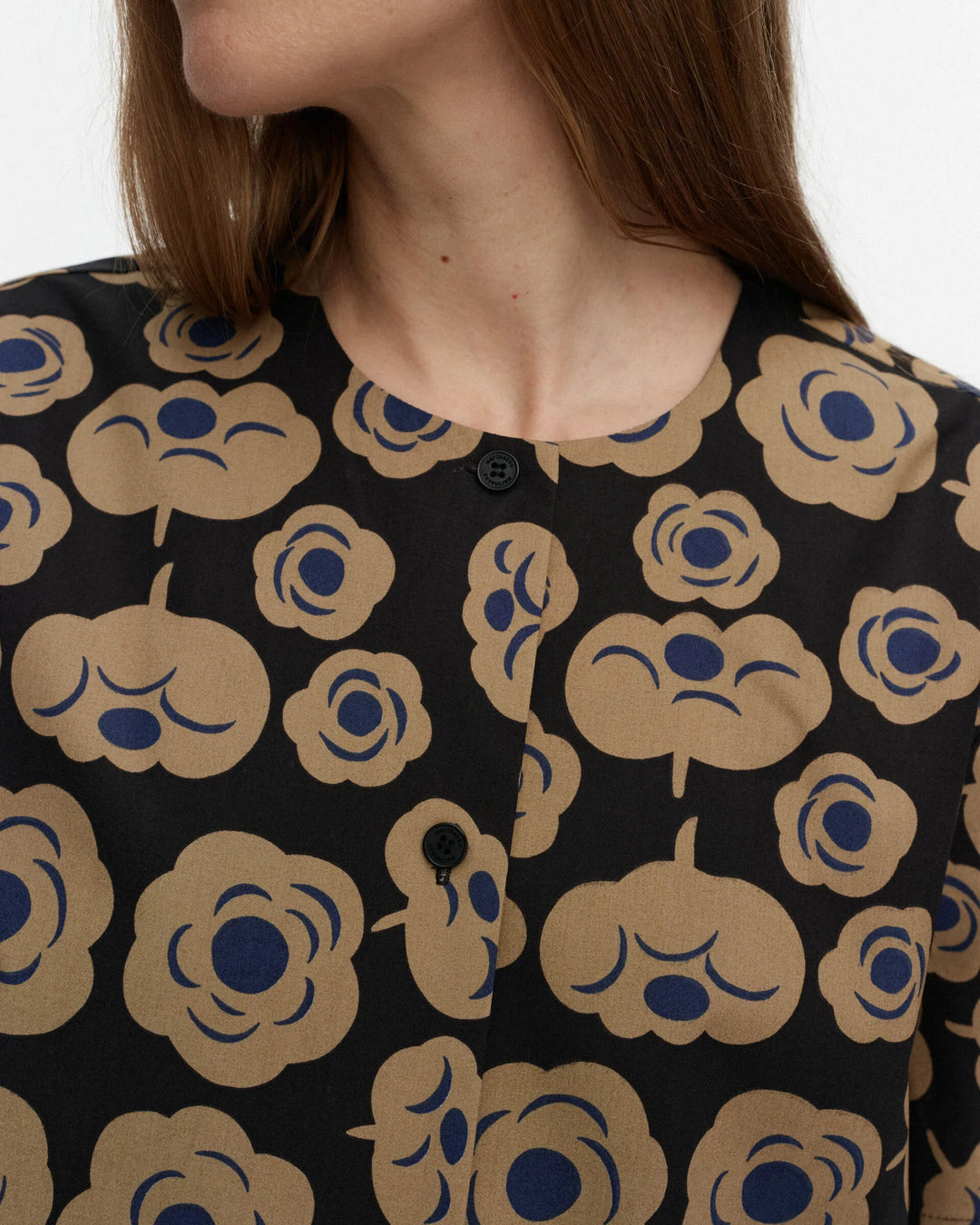 Taitavuus Tumma Short Sleeve Poplin Dress | Black, Brown, Blue