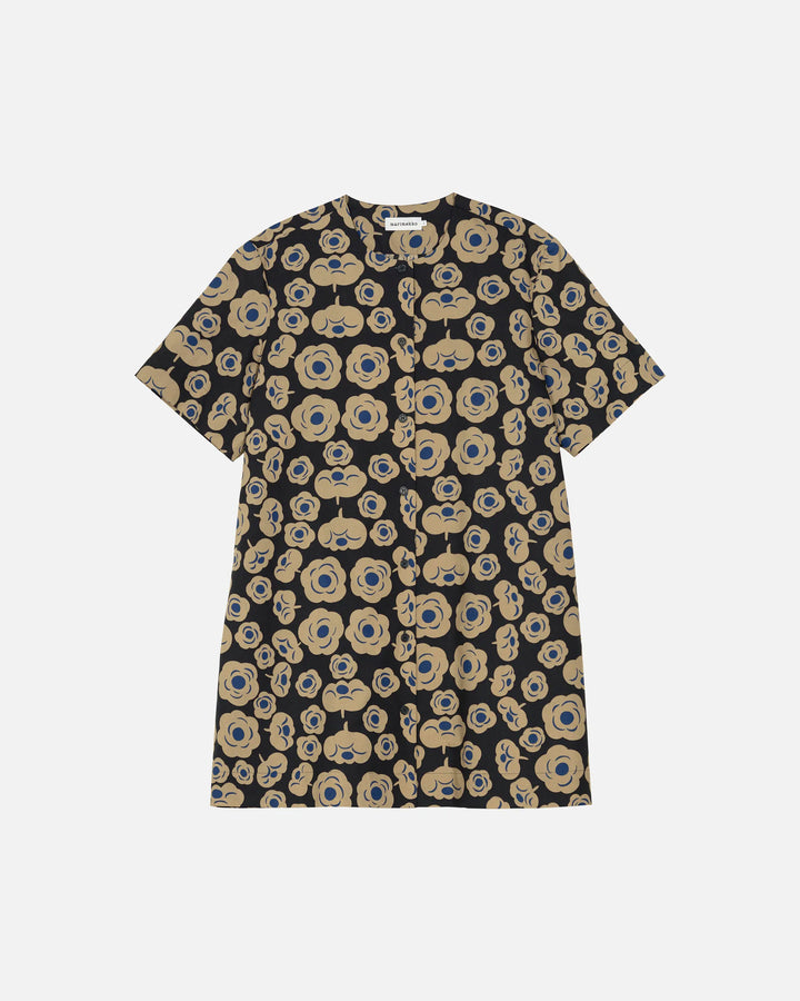Taitavuus Tumma Short Sleeve Poplin Dress | Black, Brown, Blue