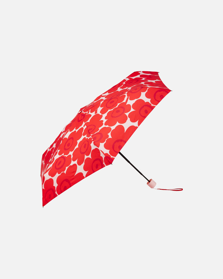 Mini Manual Unikko Umbrella | Pale Pink, Coral Red