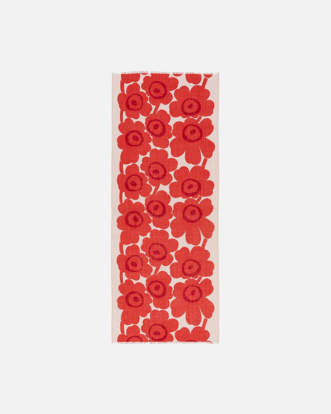 Fiore Unikko Wool Scarf | Pale Pink, Coral Red | 28" x 72"