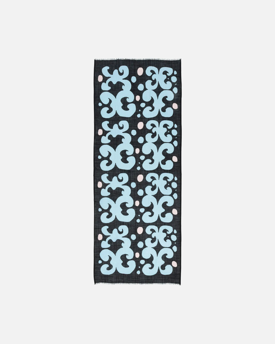 Fiore Keidas Wool Scarf | Black, Light Blue, Pale Pink | 28" x 72"