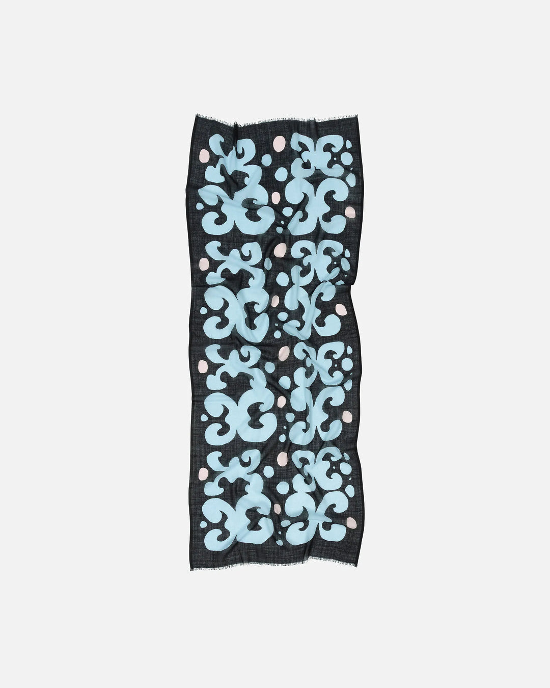 Fiore Keidas Wool Scarf | Black, Light Blue, Pale Pink | 28" x 72"