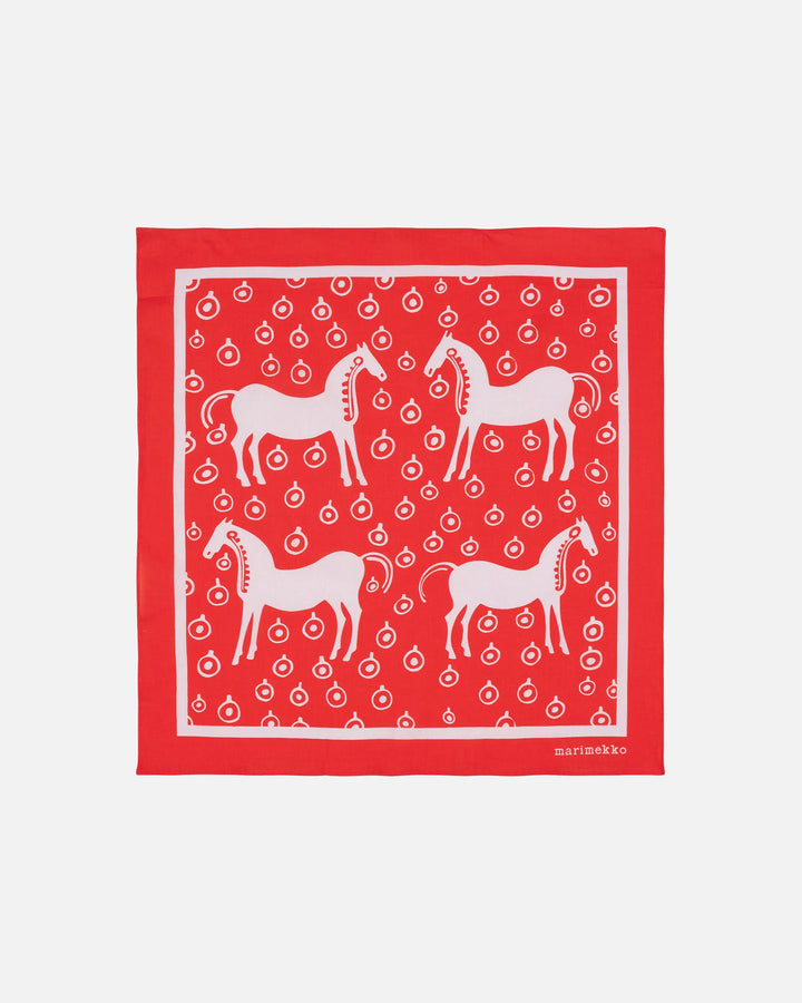 Astrilli Musta Tamma Cotton Scarf | Red, Pink | 22" x 22"